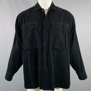 MARKAWARE Size M Black Corduroy Cotton Oversized Two Pockets Long Sleeve Shirt